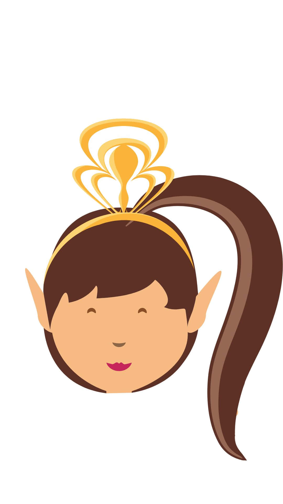cute queen, cartoon elf girl, brown hair, Full HD Phone Wallpaper