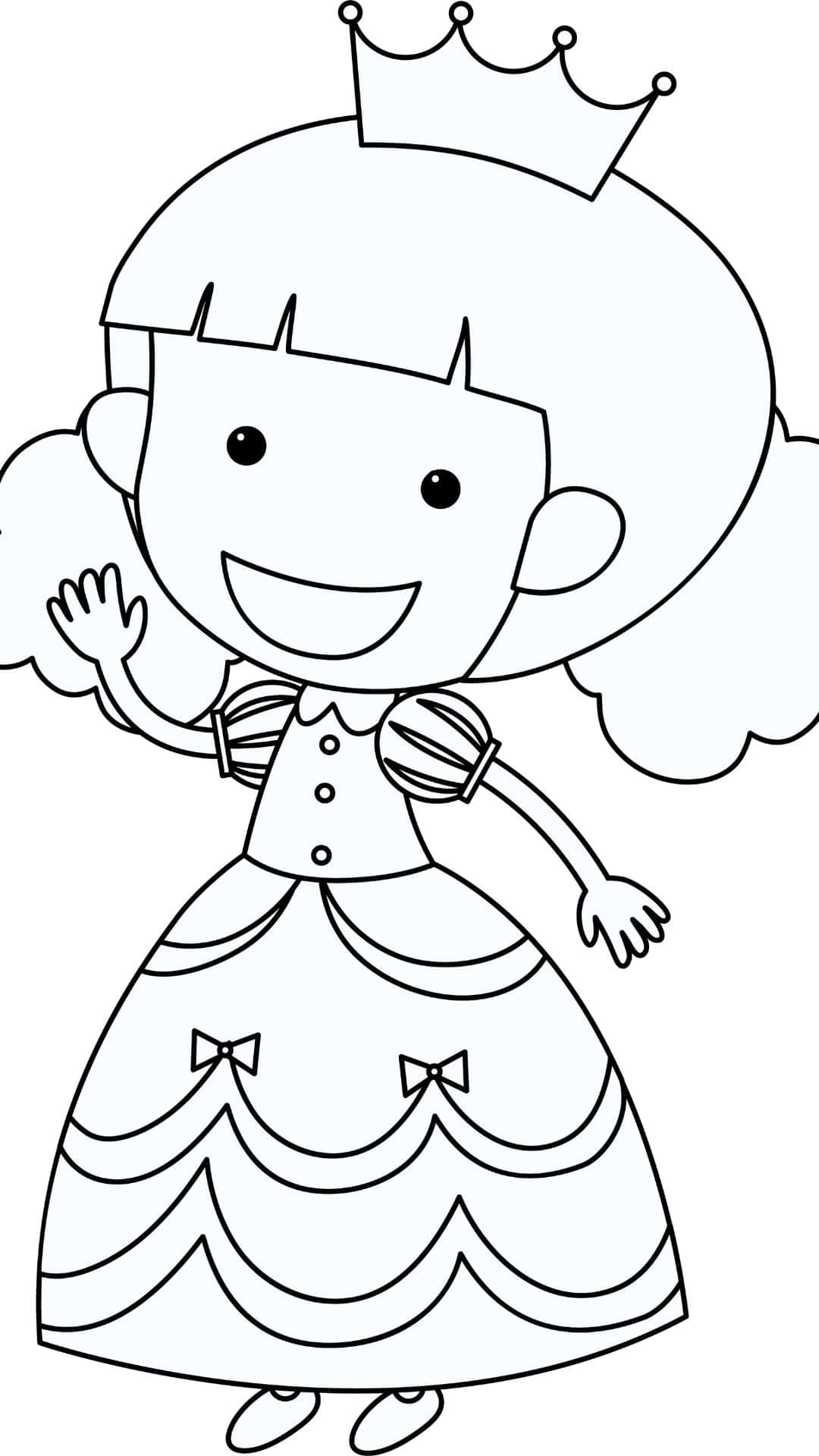 Cute Queen, cartoon princess, crown, Full HD Phone Wallpaper