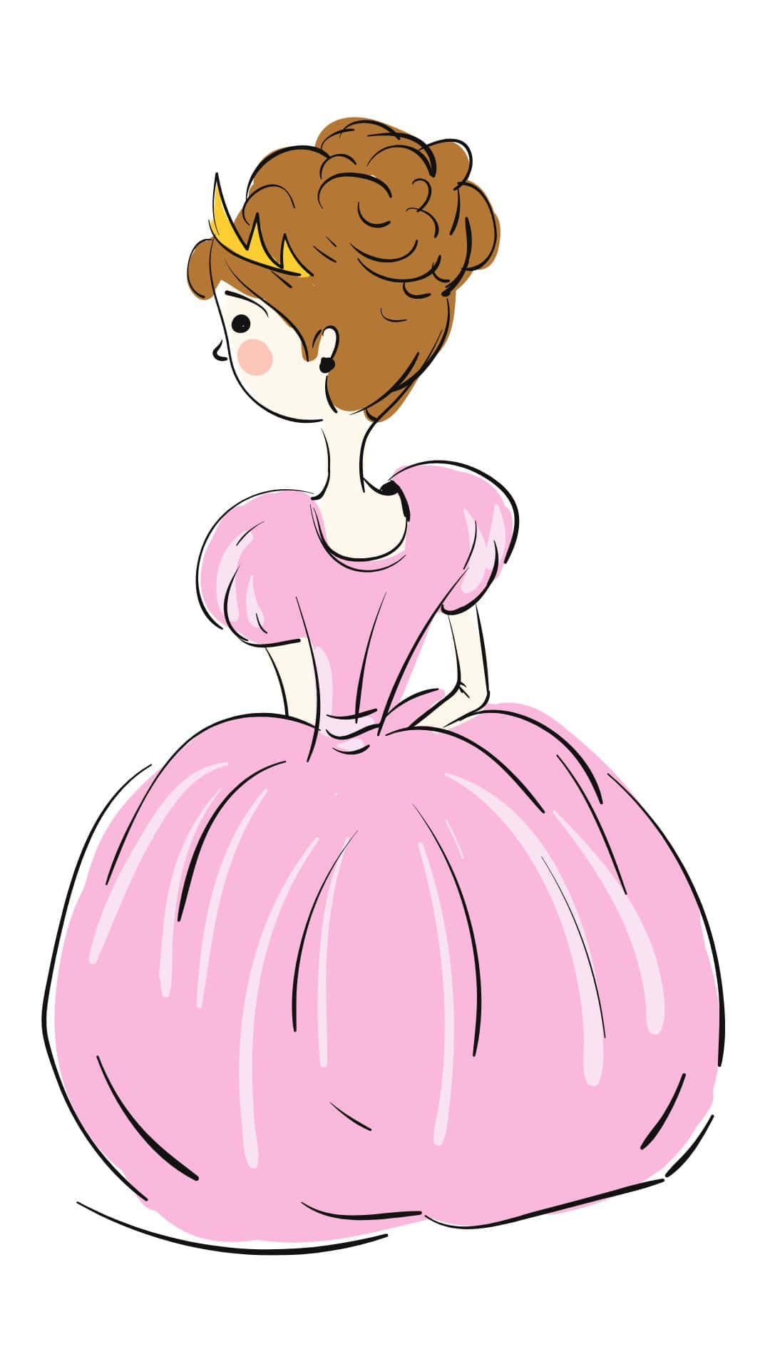 cute queen, pink gown, crown, Full HD Phone Wallpaper