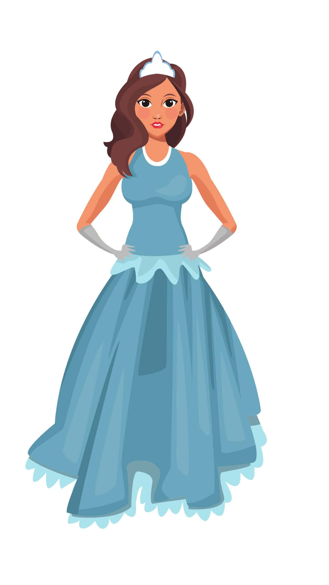cute queen, blue gown, tiara, Full HD Phone Wallpaper
