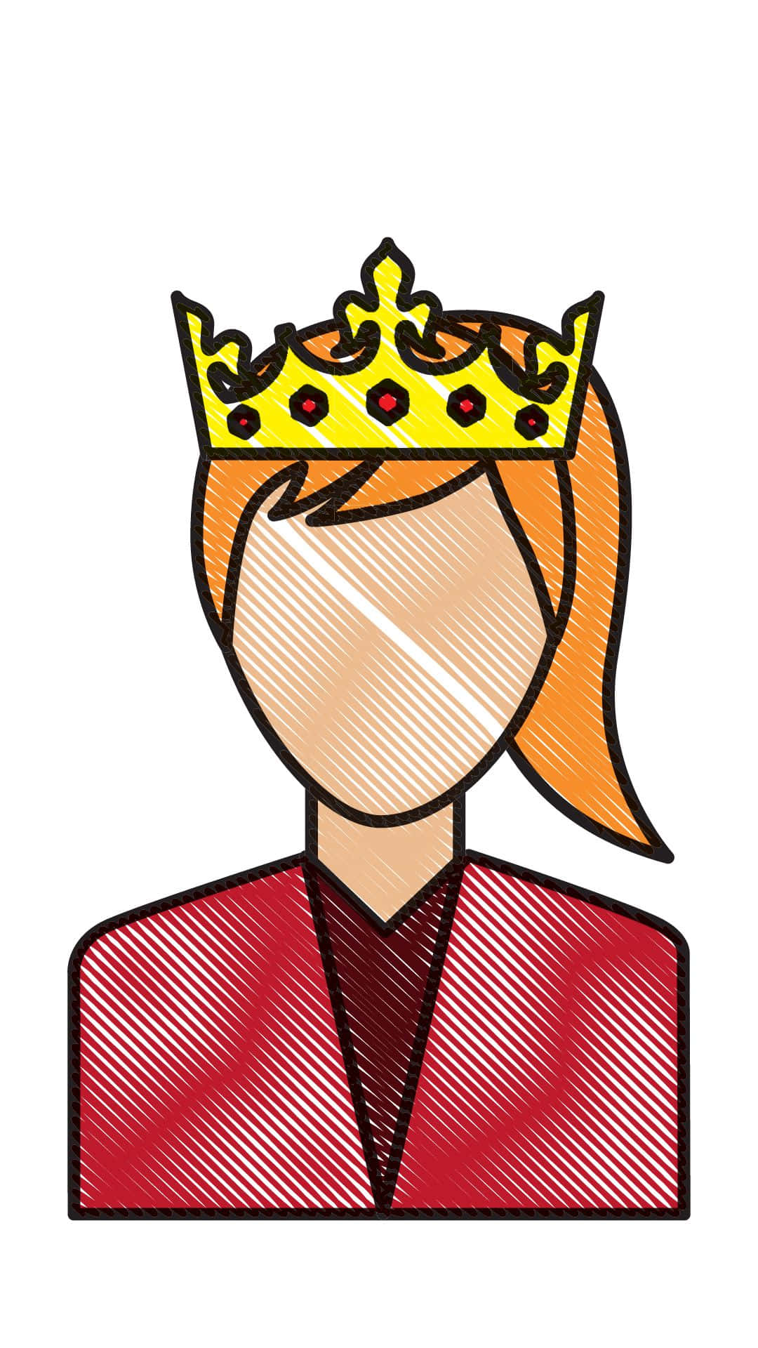 cute queen, orange hair, yellow crown, Full HD Phone Wallpaper
