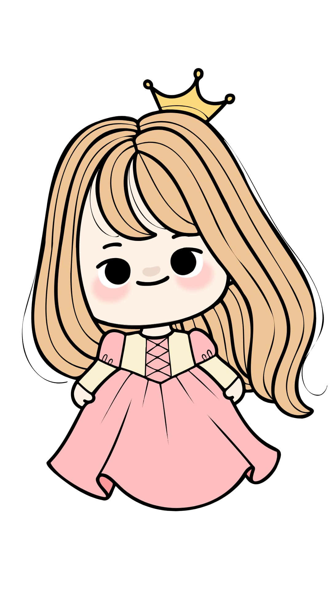 cute queen, chibi-style princess, long blonde hair, Full HD Phone Wallpaper