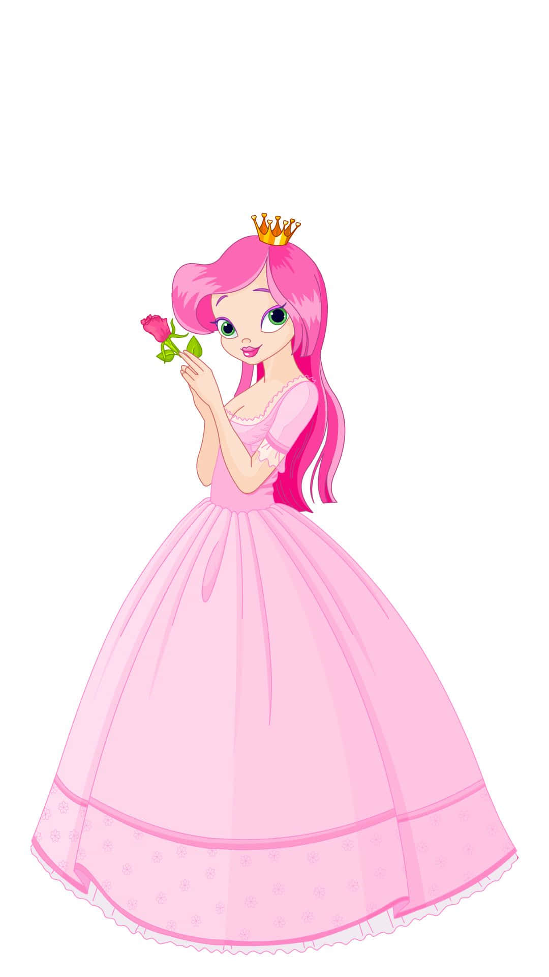 Cute Queen, pink-haired princess, flowing pink gown, Full HD Phone Wallpaper