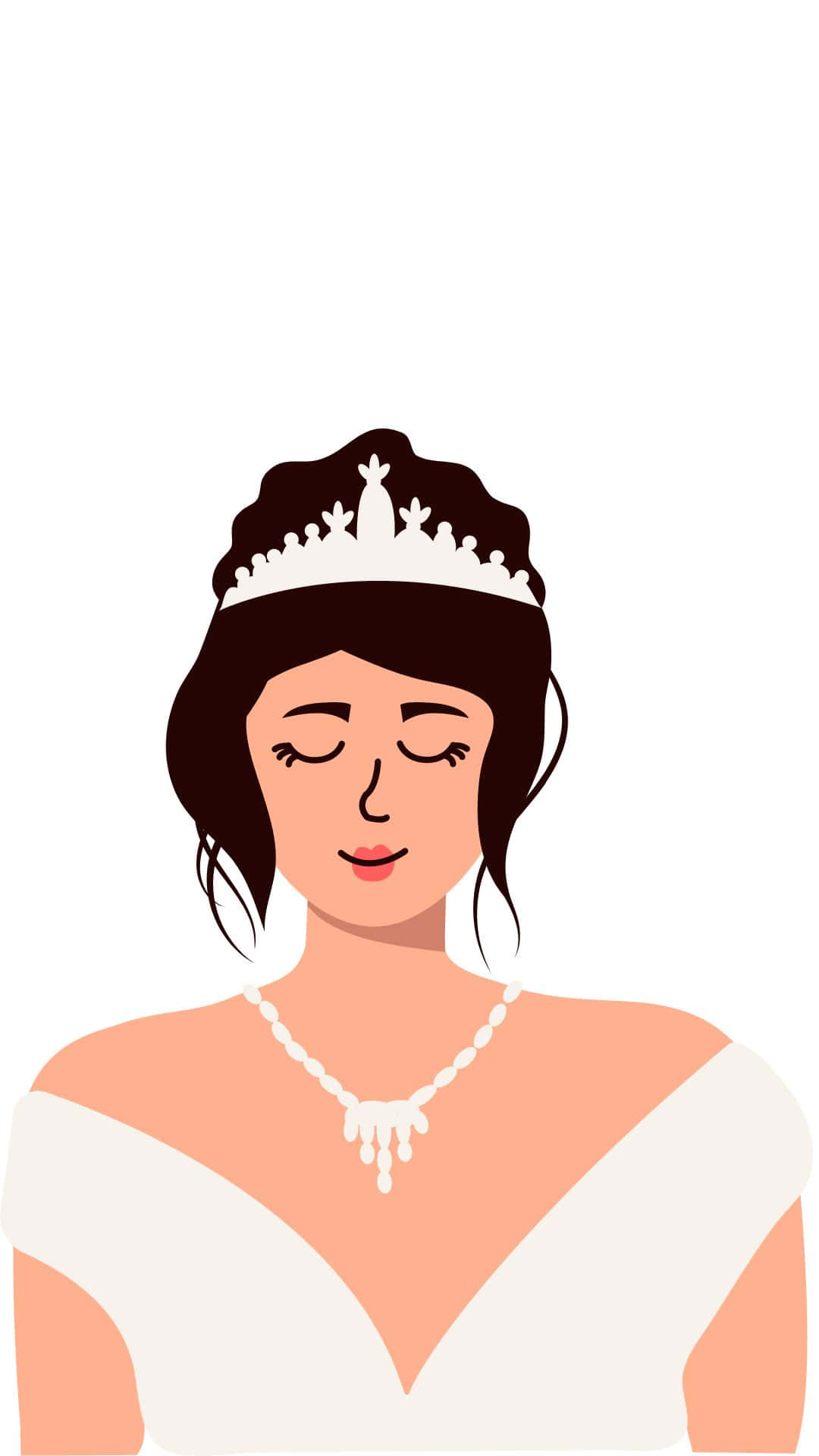 Cute Queen, white tiara, pearl necklace, Full HD Phone Wallpaper
