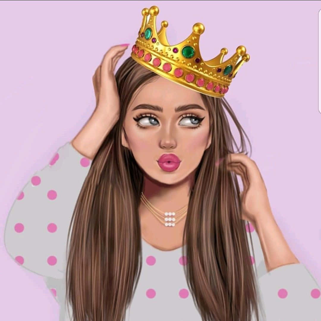 cute queen, jeweled gold crown, long brown hair, SD Desktop Wallpaper