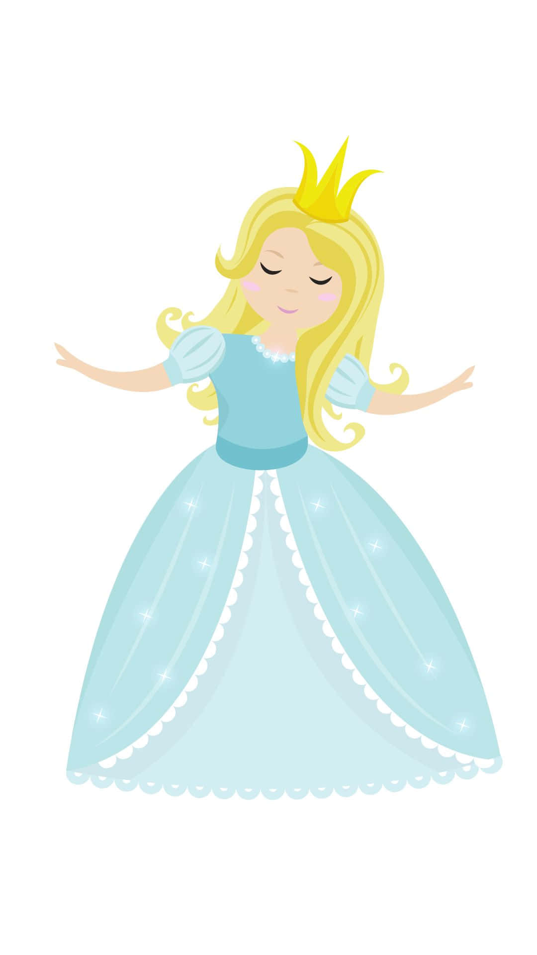 Cute Queen, golden hair, blue gown, Full HD Phone Wallpaper