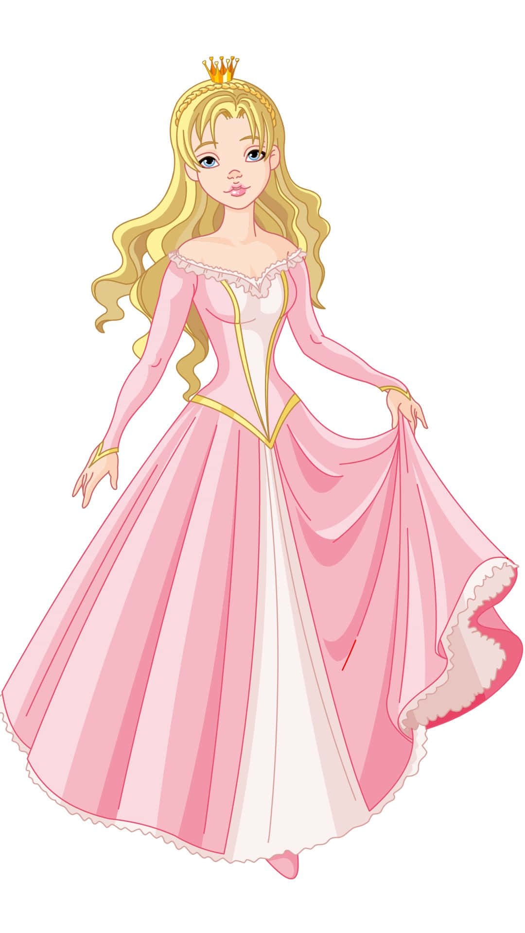 cute queen, golden hair, pink gown, Full HD Phone Wallpaper