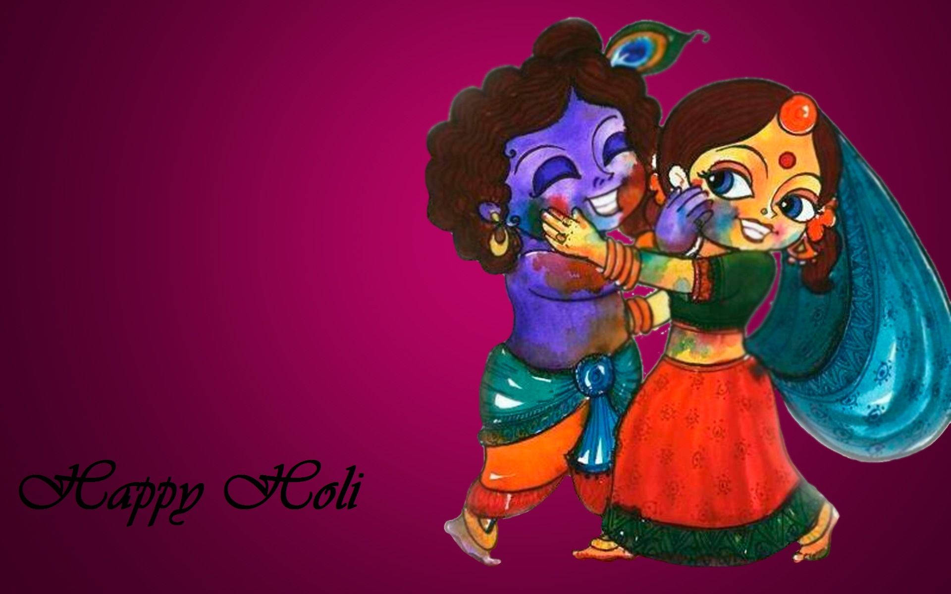 Cute Radha Krishna, maroon background, vibrant magenta background, Full HD Desktop Wallpaper