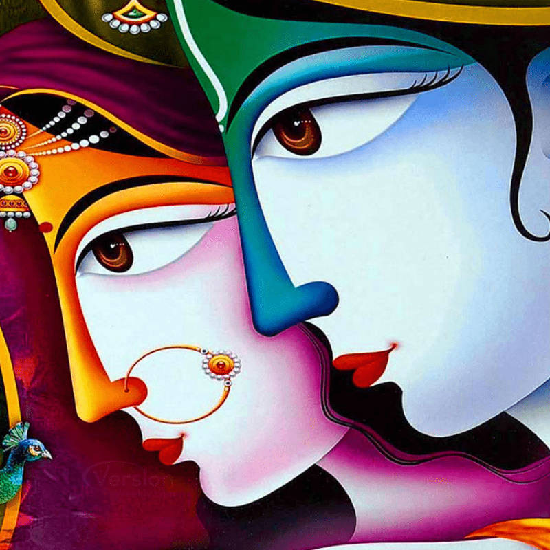 Cute Radha Krishna, divine couple, profile, SD Desktop Wallpaper
