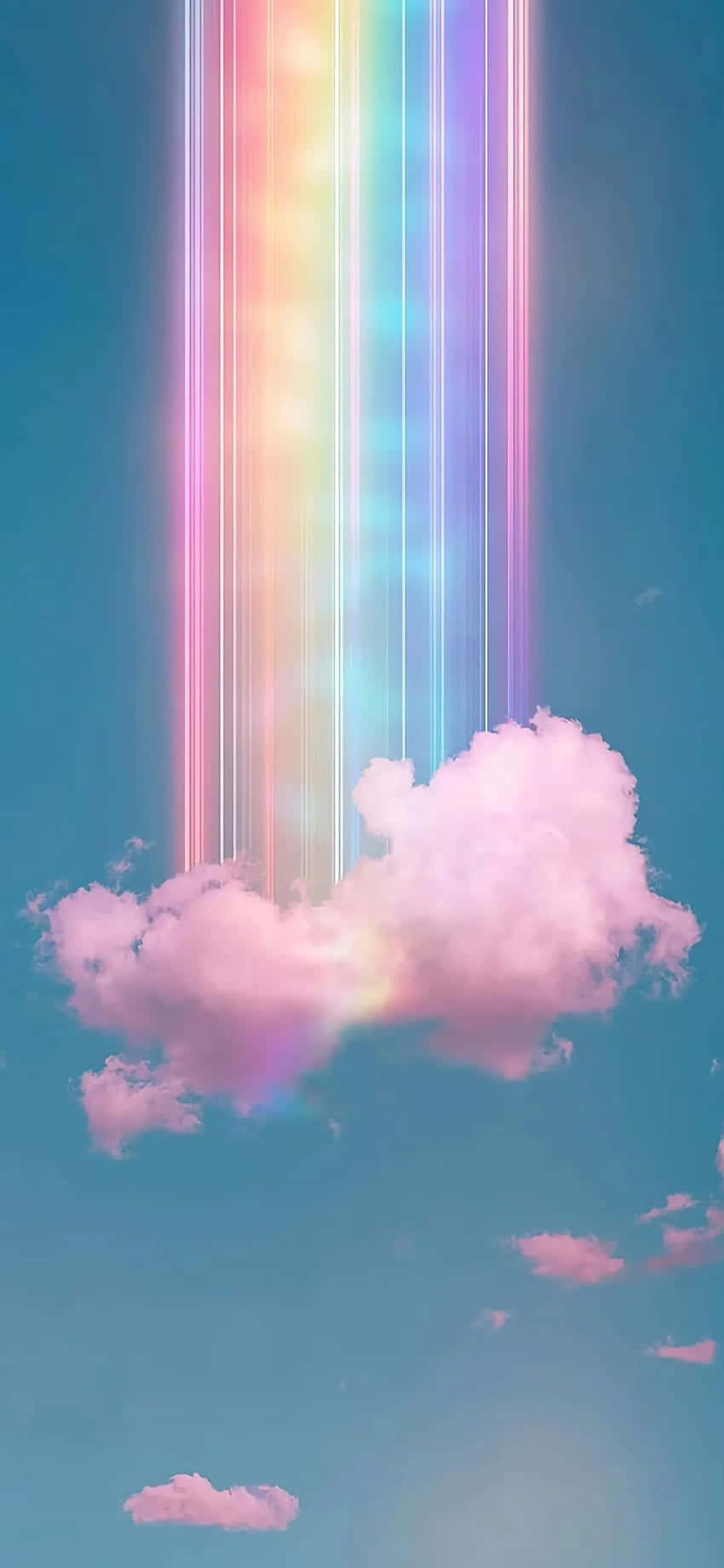 Cute Rainbow Burst, soft pink cloud, vertical rainbow beams, HD Phone Wallpaper