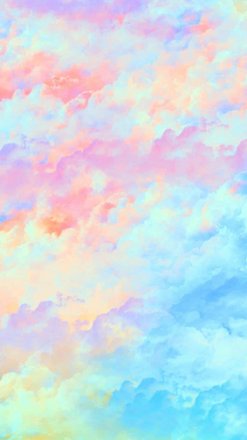 Cute Rainbow, pastel-hued clouds, soft gradients of pink peach and sky blue, HD Phone Wallpaper