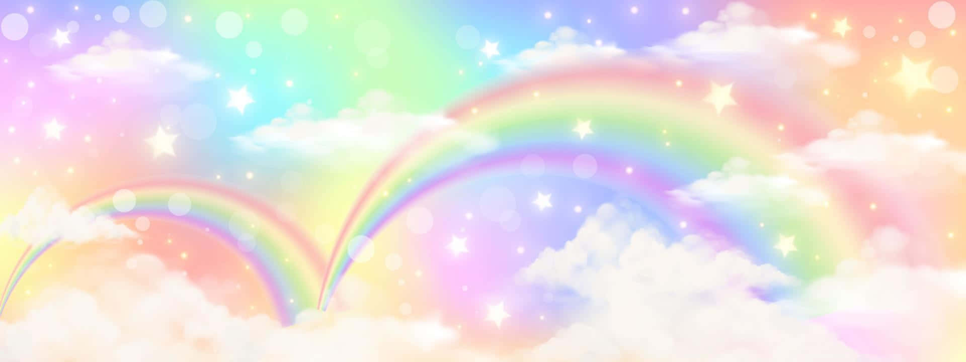 Cute Rainbow, rainbows, pastel clouds, Full HD Desktop Wallpaper