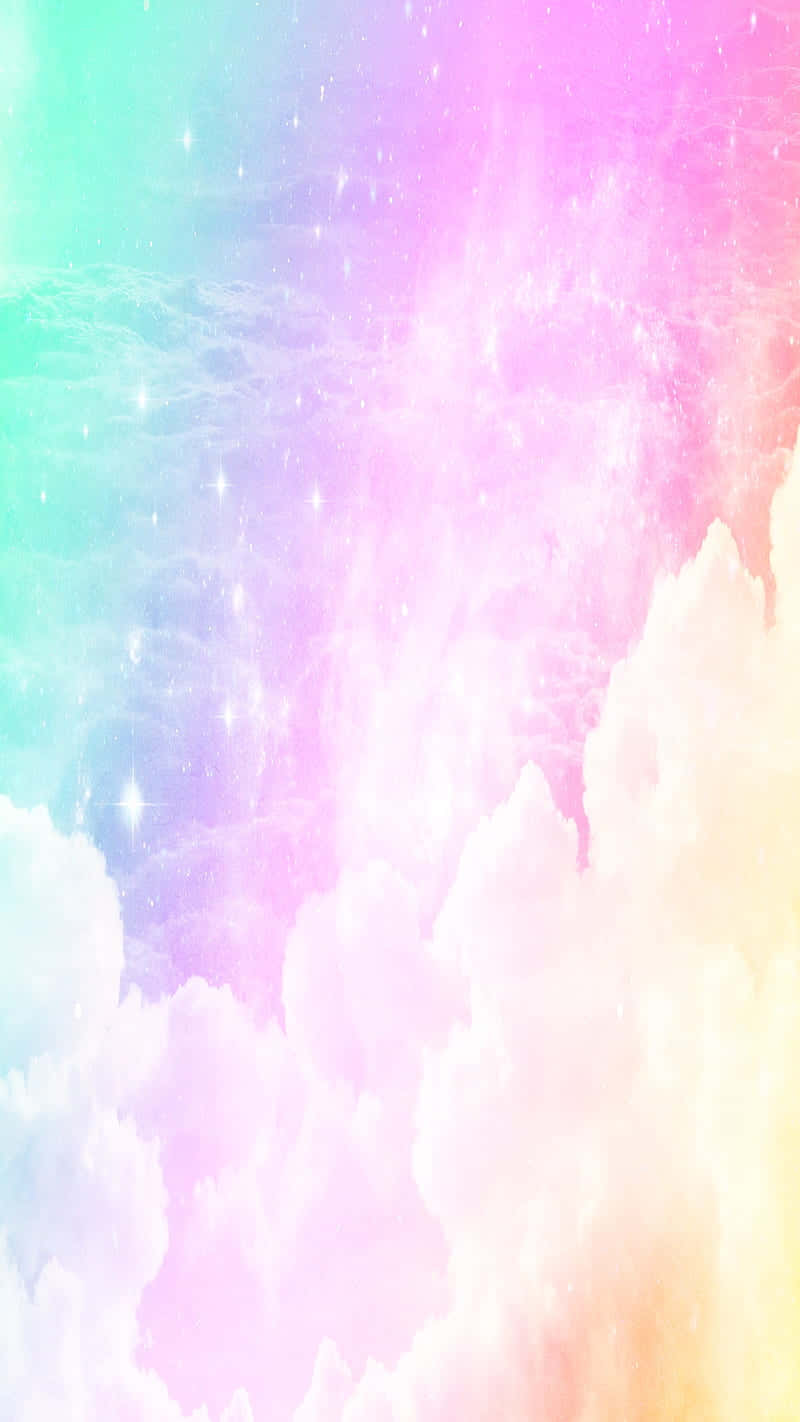 pastel rainbow, colorful hues, starry sky, HD Phone Wallpaper