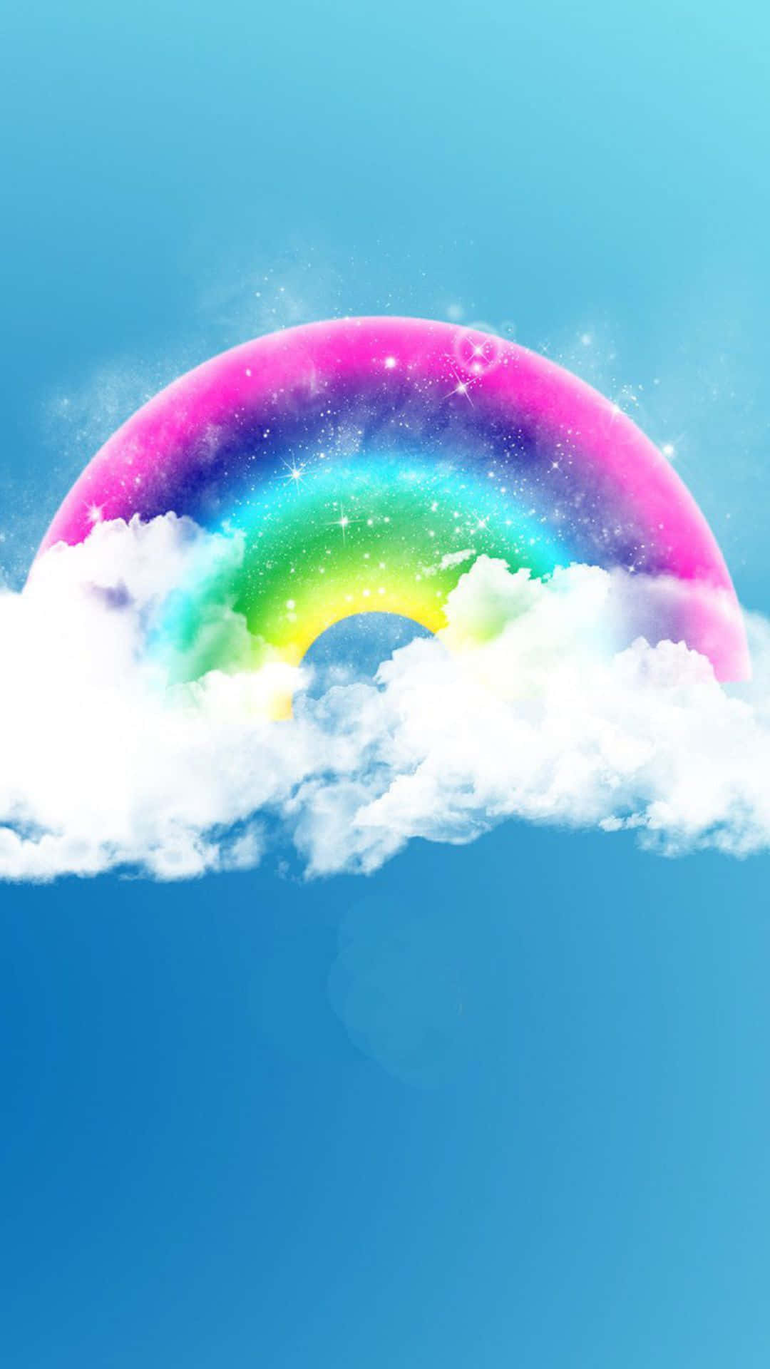Cute Rainbow, cosmic rainbow, fluffy white clouds, Full HD Phone Wallpaper