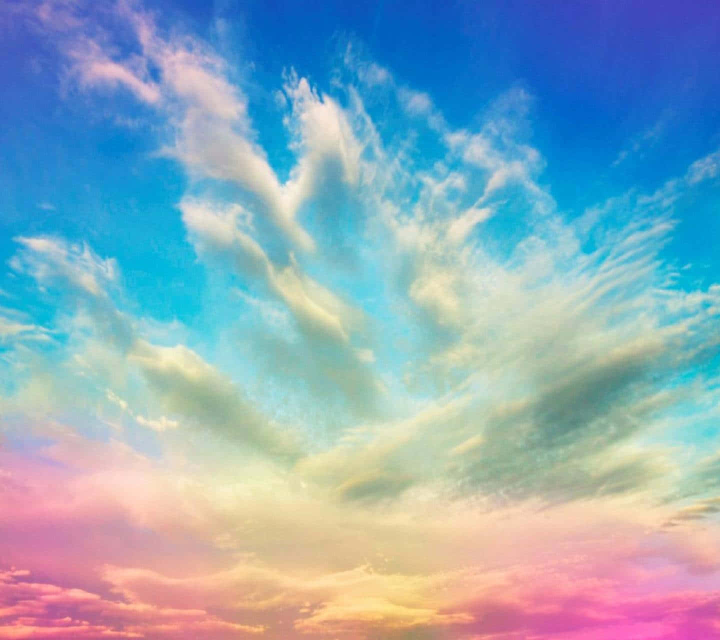 pastel clouds, gradient sky, blue to pink and yellow, HD Desktop Wallpaper