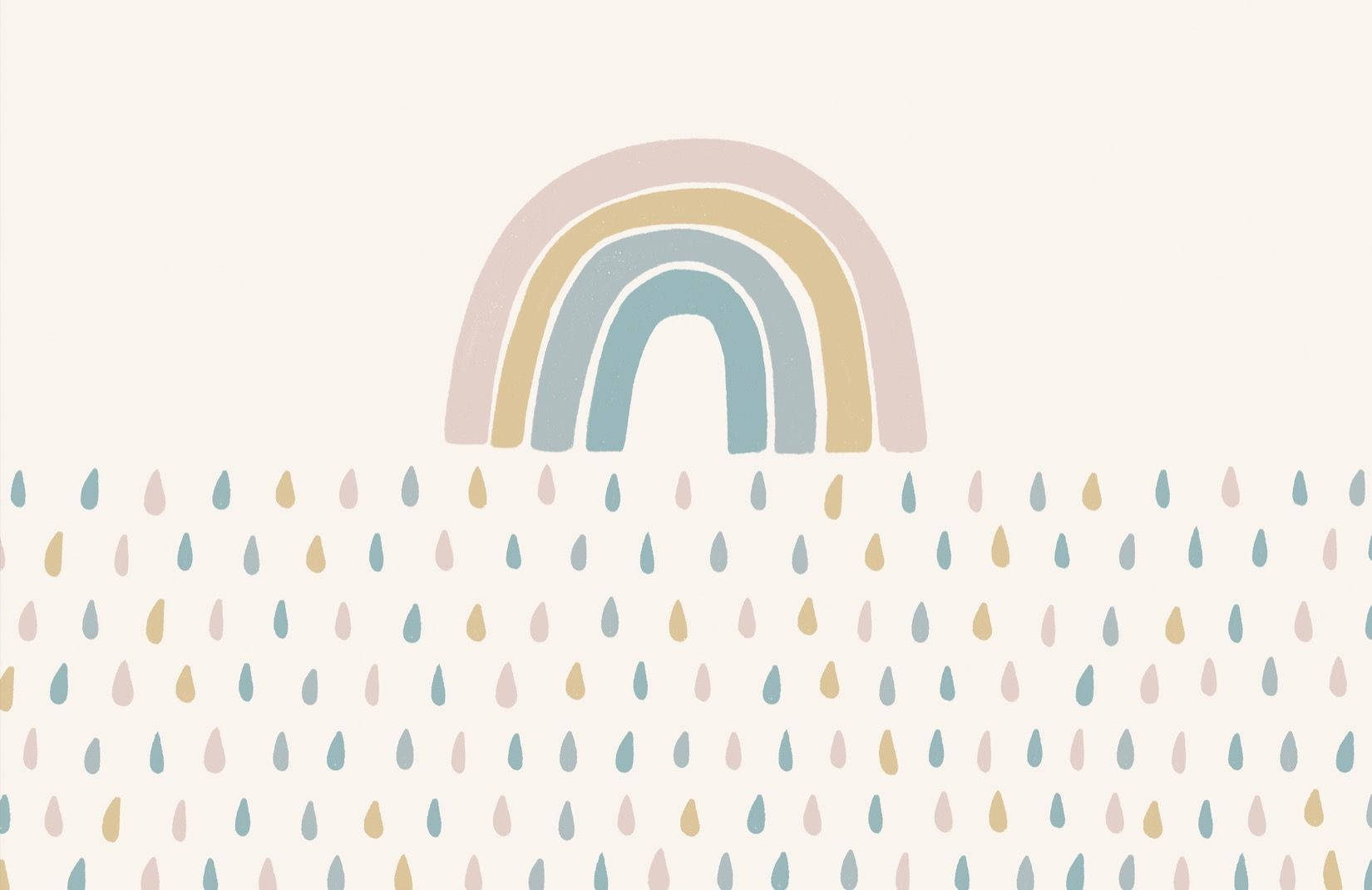 pastel rainbow, field of colorful raindrops, soft cream background, HD Desktop Wallpaper