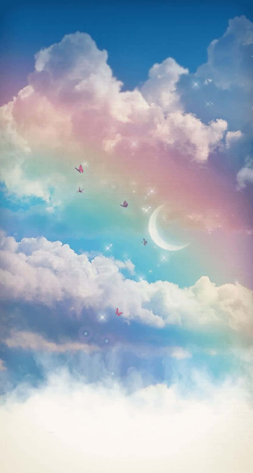 Cute Rainbow, pastel sky, fluffy clouds, HD Phone Wallpaper