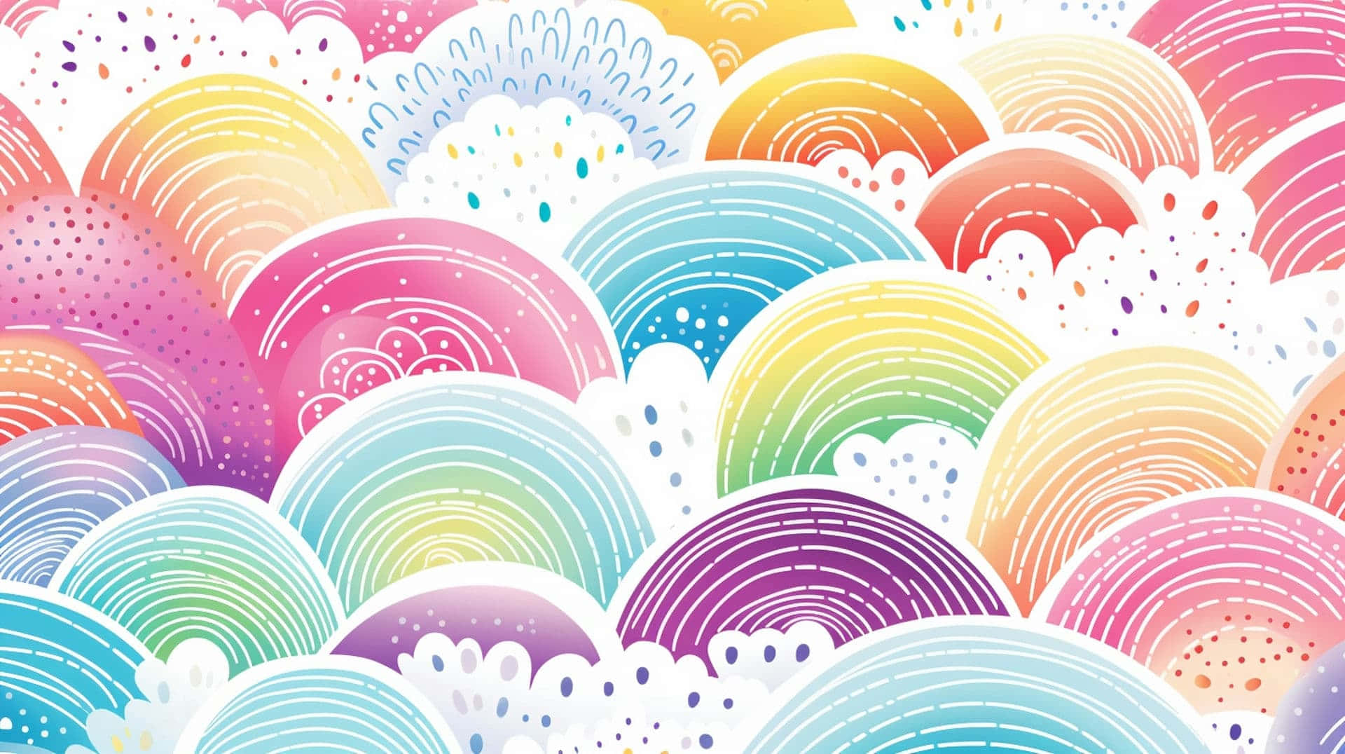colorful abstract rainbow pattern, vibrant rainbow-colored wave patterns, dotted textures, Full HD Desktop Wallpaper