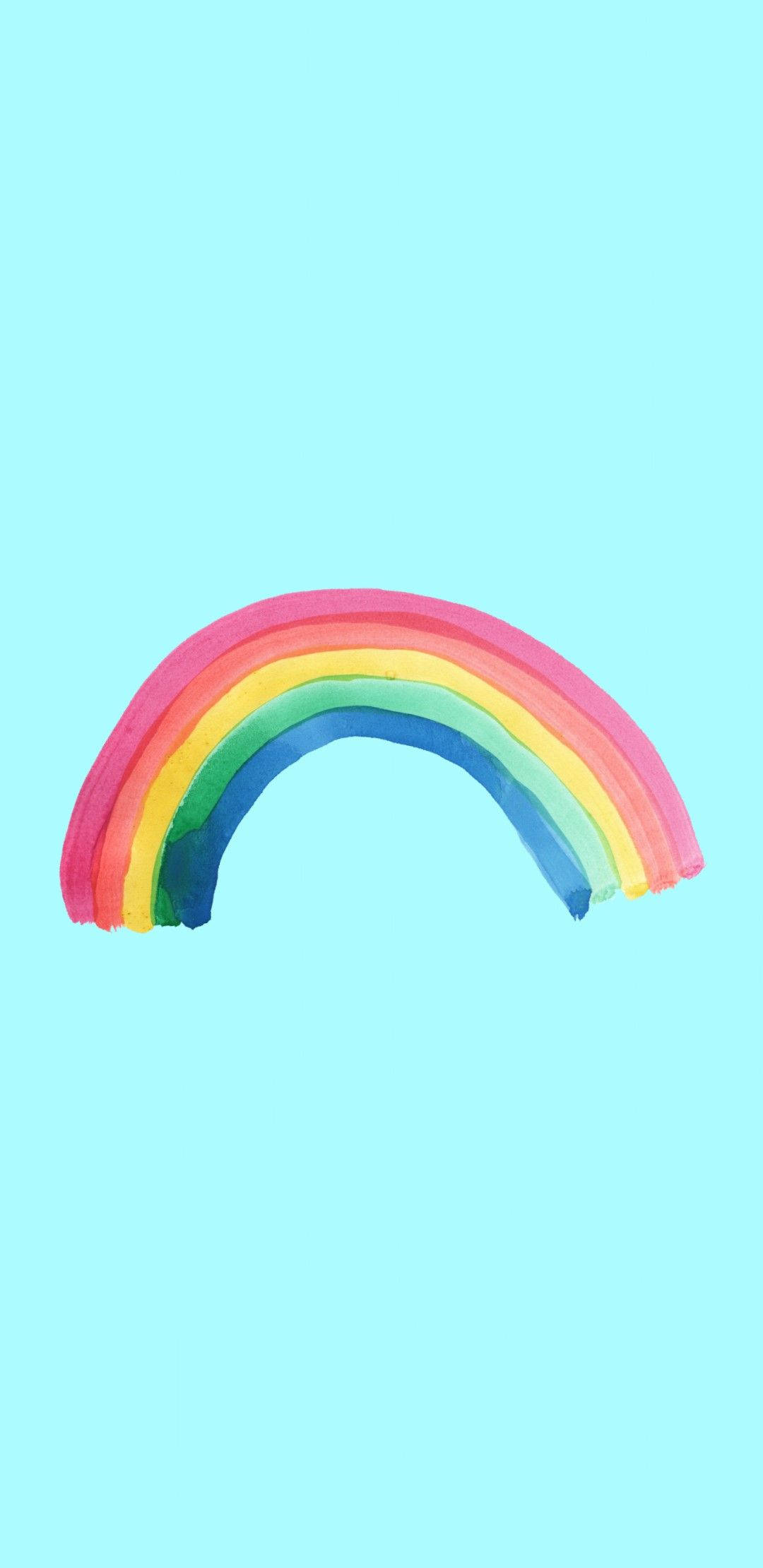 rainbow, blue background, soft cyan background, Full HD Phone Wallpaper