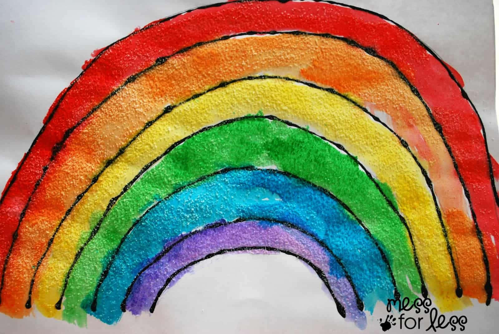 colorful handmade rainbow art, vibrant watercolor rainbow, bold black outlines, HD Desktop Wallpaper