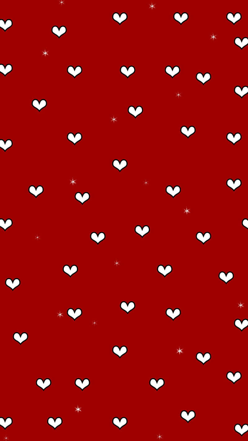 cute red phone, vibrant red, white hearts, HD Phone Wallpaper