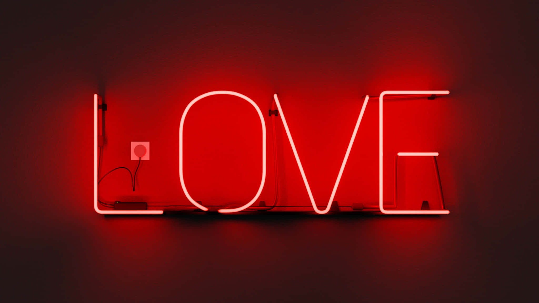 Cute Red, neon sign, LOVE, Full HD Desktop Wallpaper