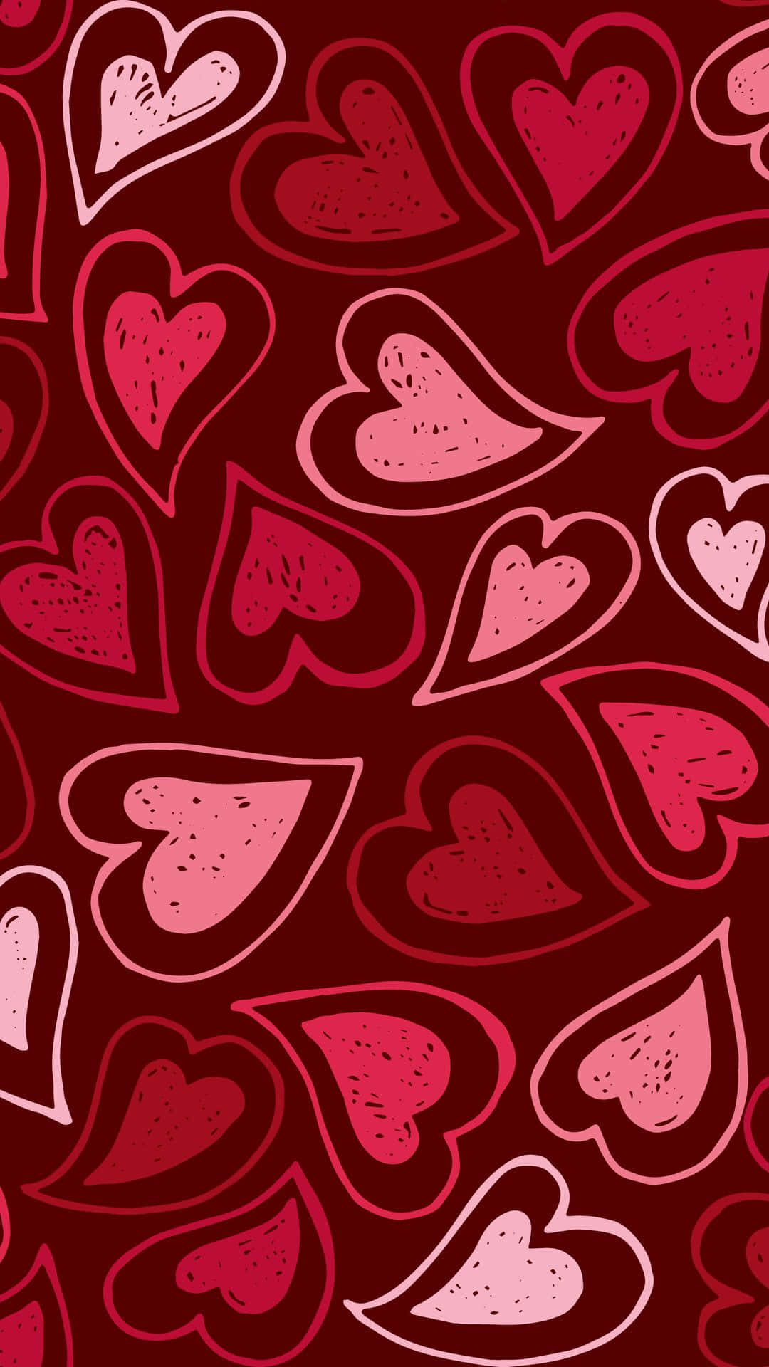 Cute Red, hand-drawn hearts, red, Full HD Phone Wallpaper