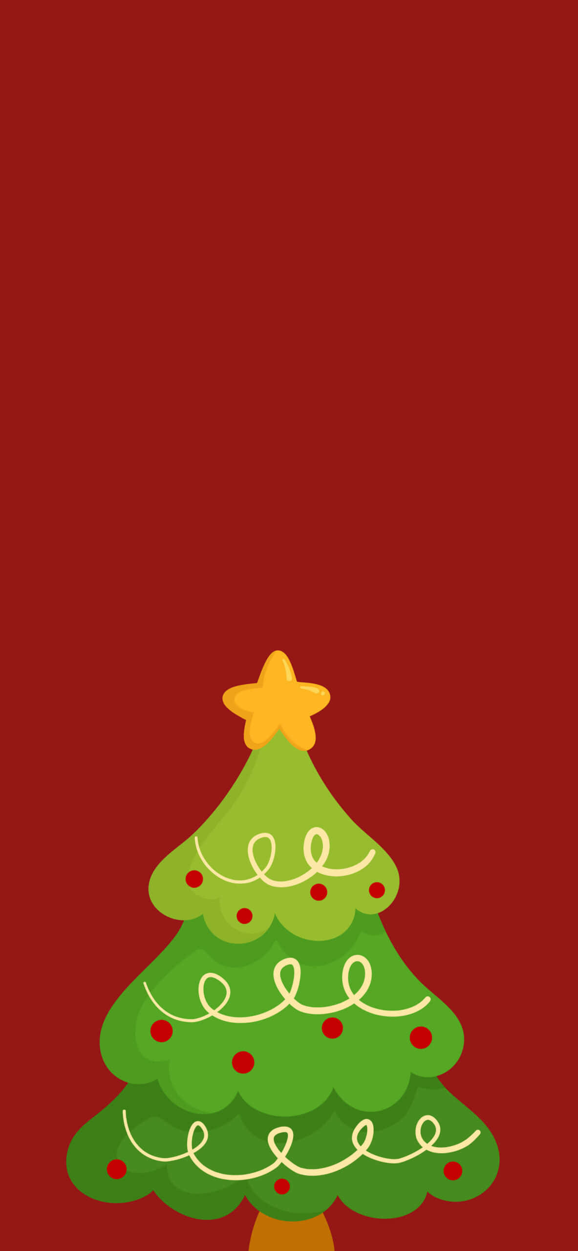 Cute Red Tree, green Christmas tree, red ornaments, 2K Phone Wallpaper