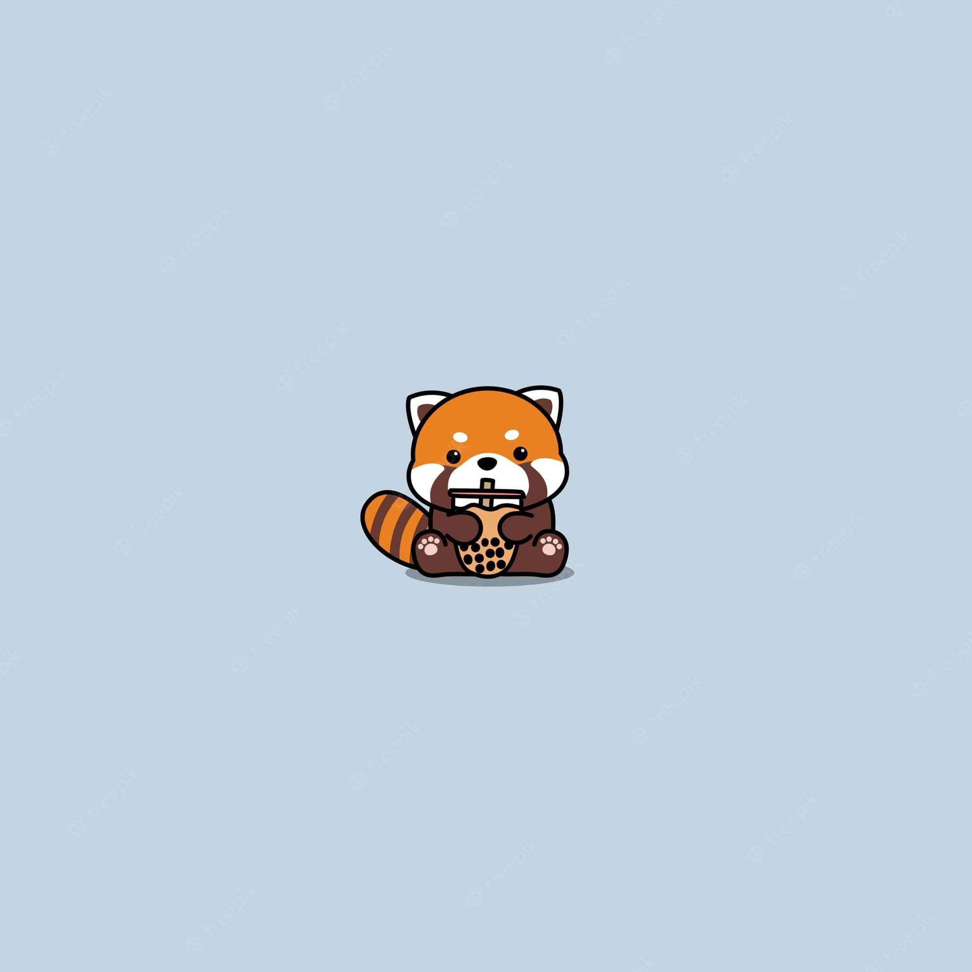 Cute Red, red panda, bubble tea, Full HD Desktop Wallpaper