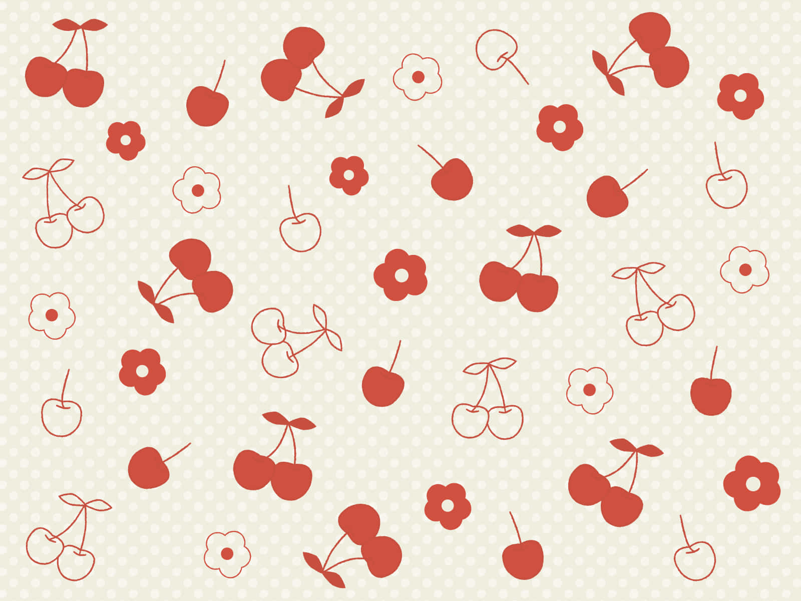 cute cherry design, floral, polka dots, HD Desktop Wallpaper