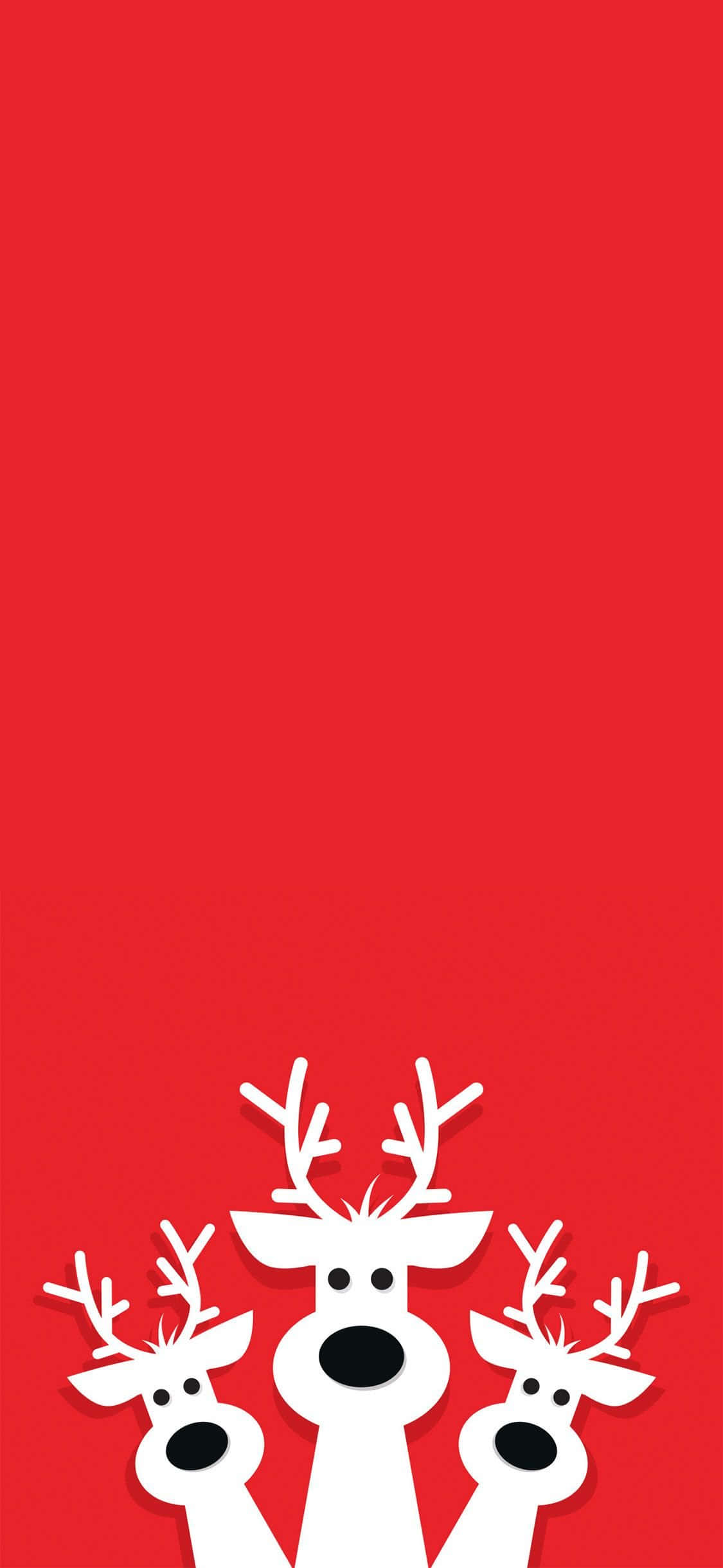 Cute Red Ball Pup, solid red background, minimalist white reindeer, Full HD Phone Wallpaper