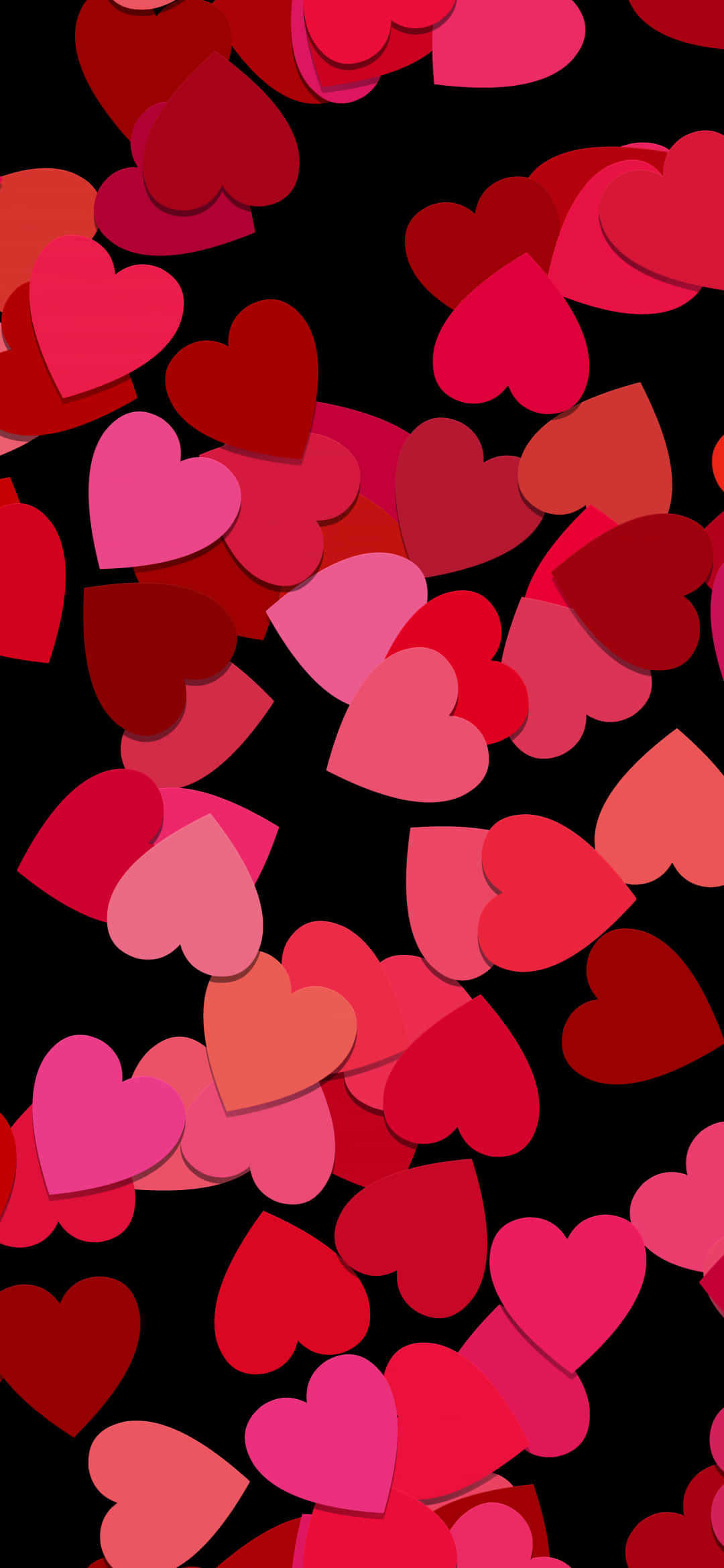red dress, vibrant cascade, layered red pink and magenta hearts, Full HD Phone Wallpaper