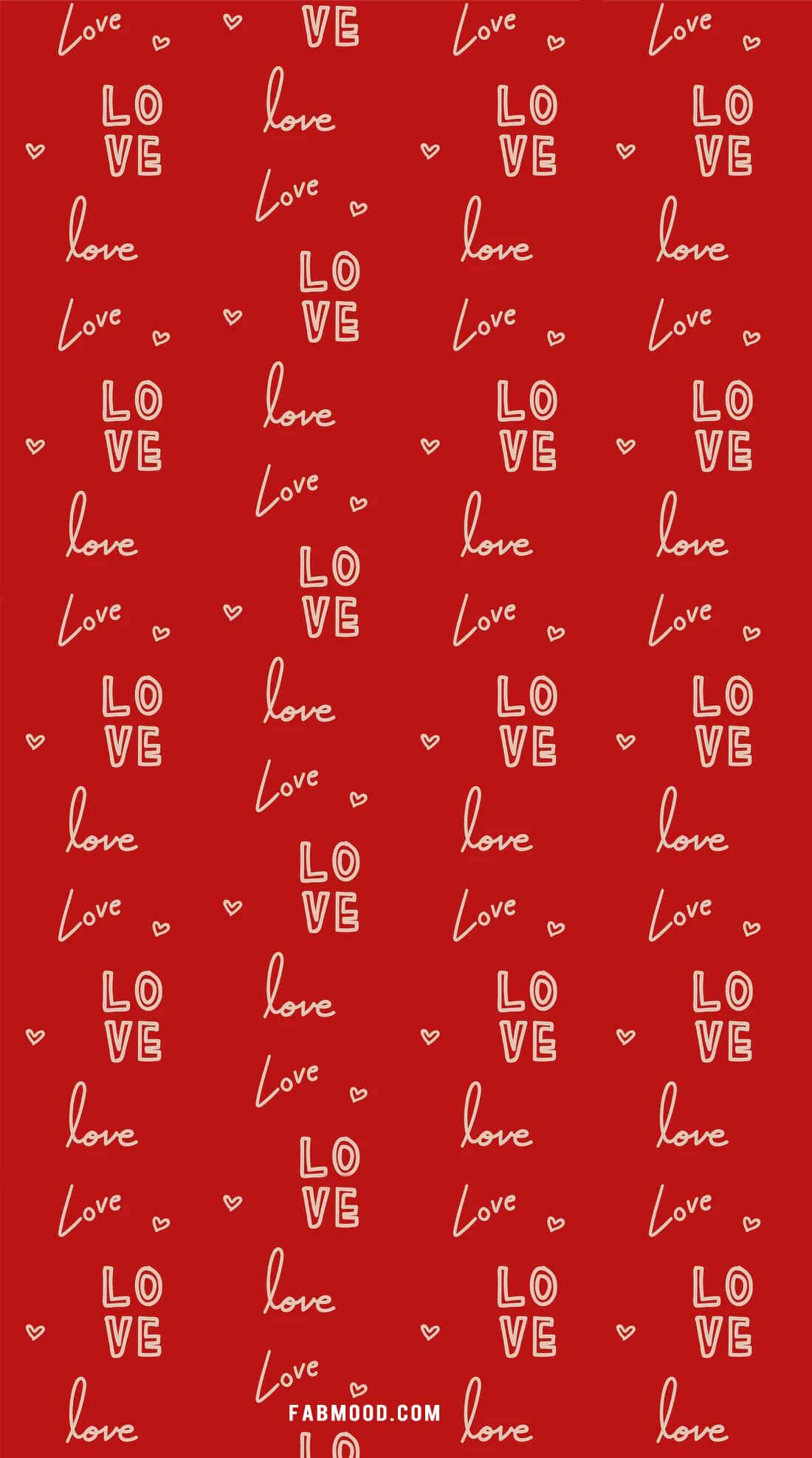 Cute Red, vibrant red, white handwritten love text, Full HD Phone Wallpaper
