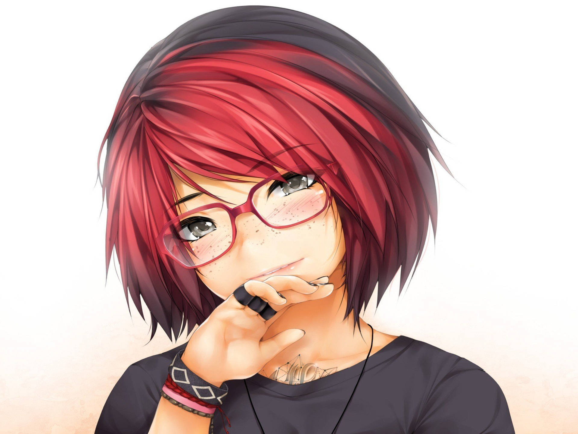 Cute Tomboy, red hair, black hair, Full HD Desktop Wallpaper