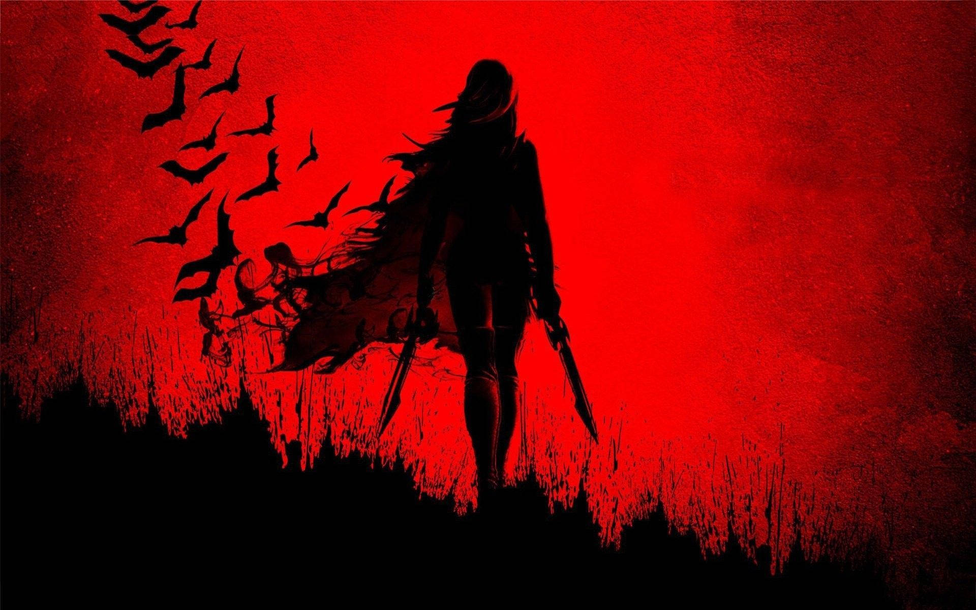 warrior woman, flowing hair, dual blades, Full HD Desktop Wallpaper