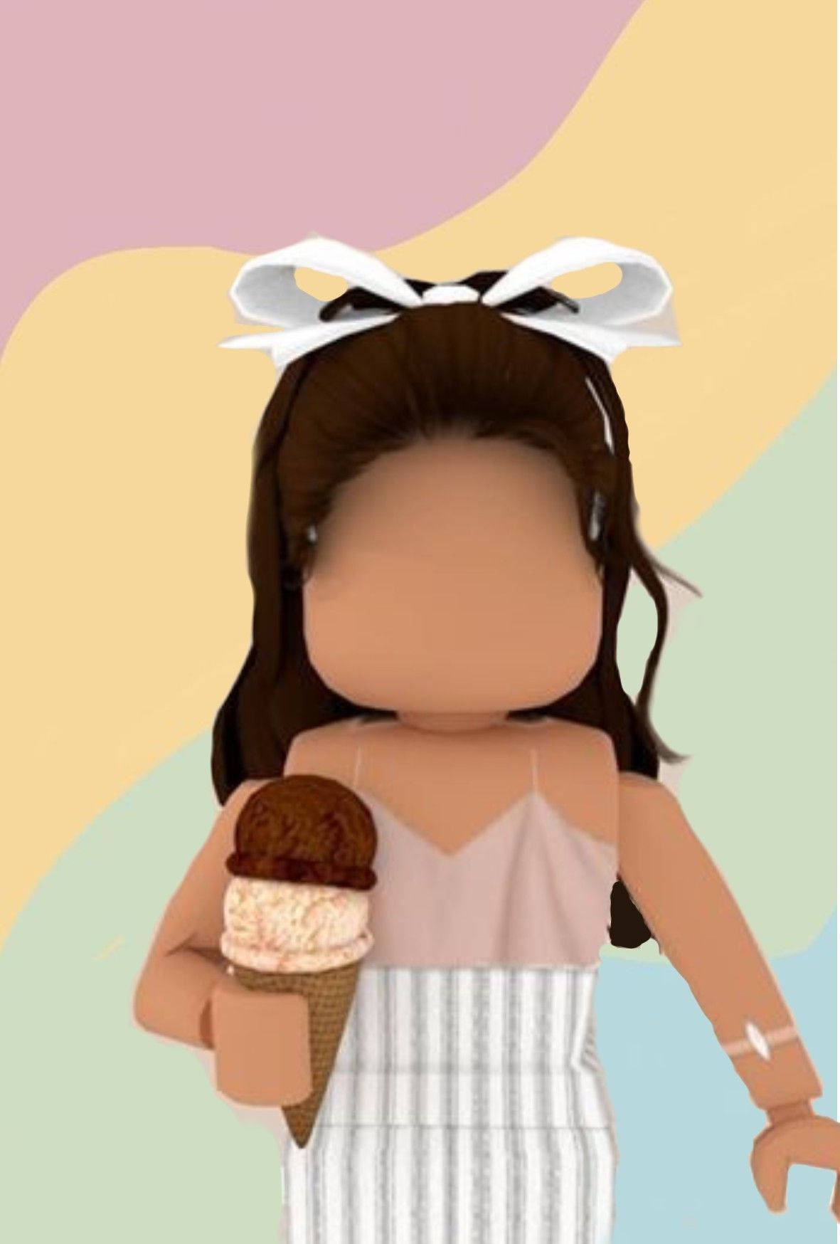 Cute Roblox Girl, pastel ice cream, white bow, HD Phone Wallpaper