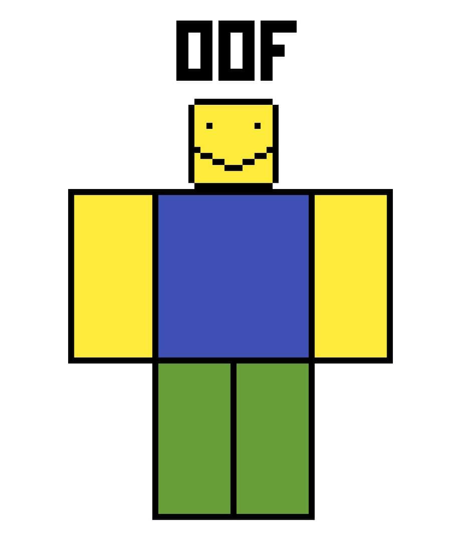Roblox-style avatar, yellow head, blue torso, SD Phone Wallpaper