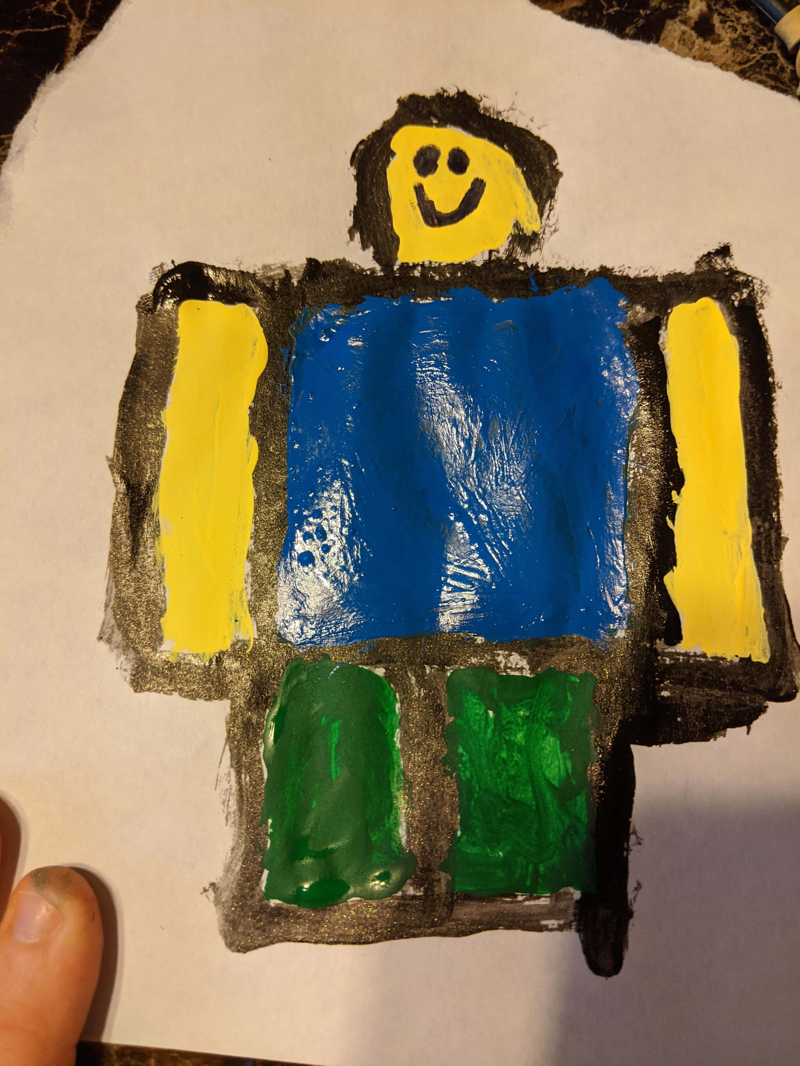 Cute Roblox Noobs, yellow smiling head, blue torso, 4K Phone Wallpaper