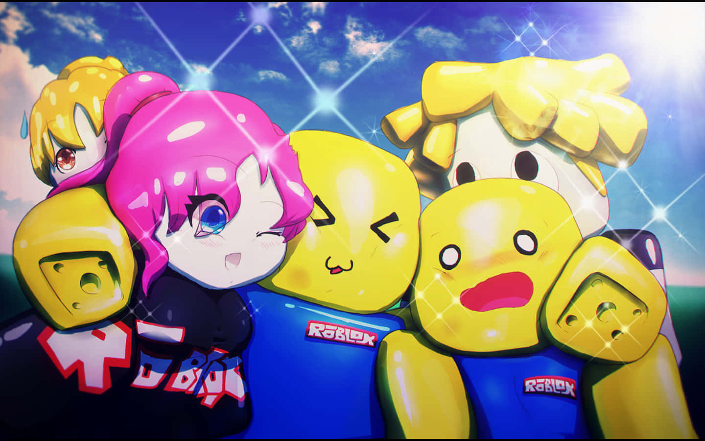 Cute Roblox Noobs, Roblox, sunny blue sky, HD Desktop Wallpaper