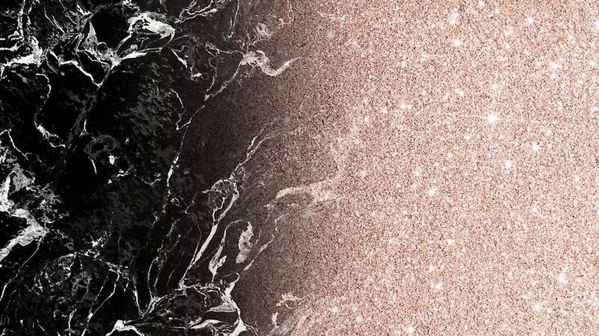 rose gold glitter texture, black marble with white veins, luxurious split design, Full HD Desktop Wallpaper