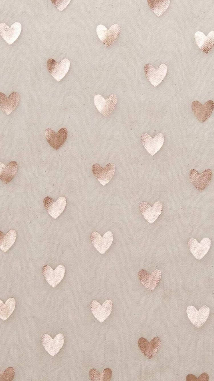 rose gold, cream, hearts, HD Phone Wallpaper