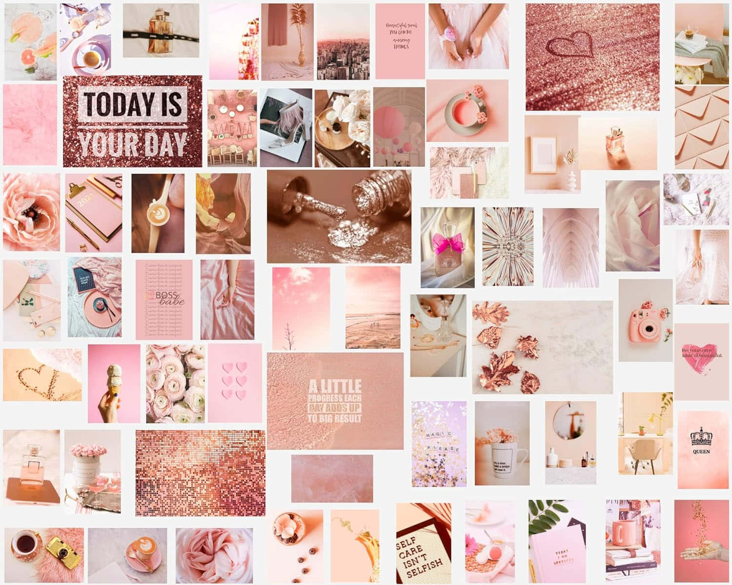 rose gold aesthetic collage, pink and rose gold, lifestyle moments, HD Desktop Wallpaper