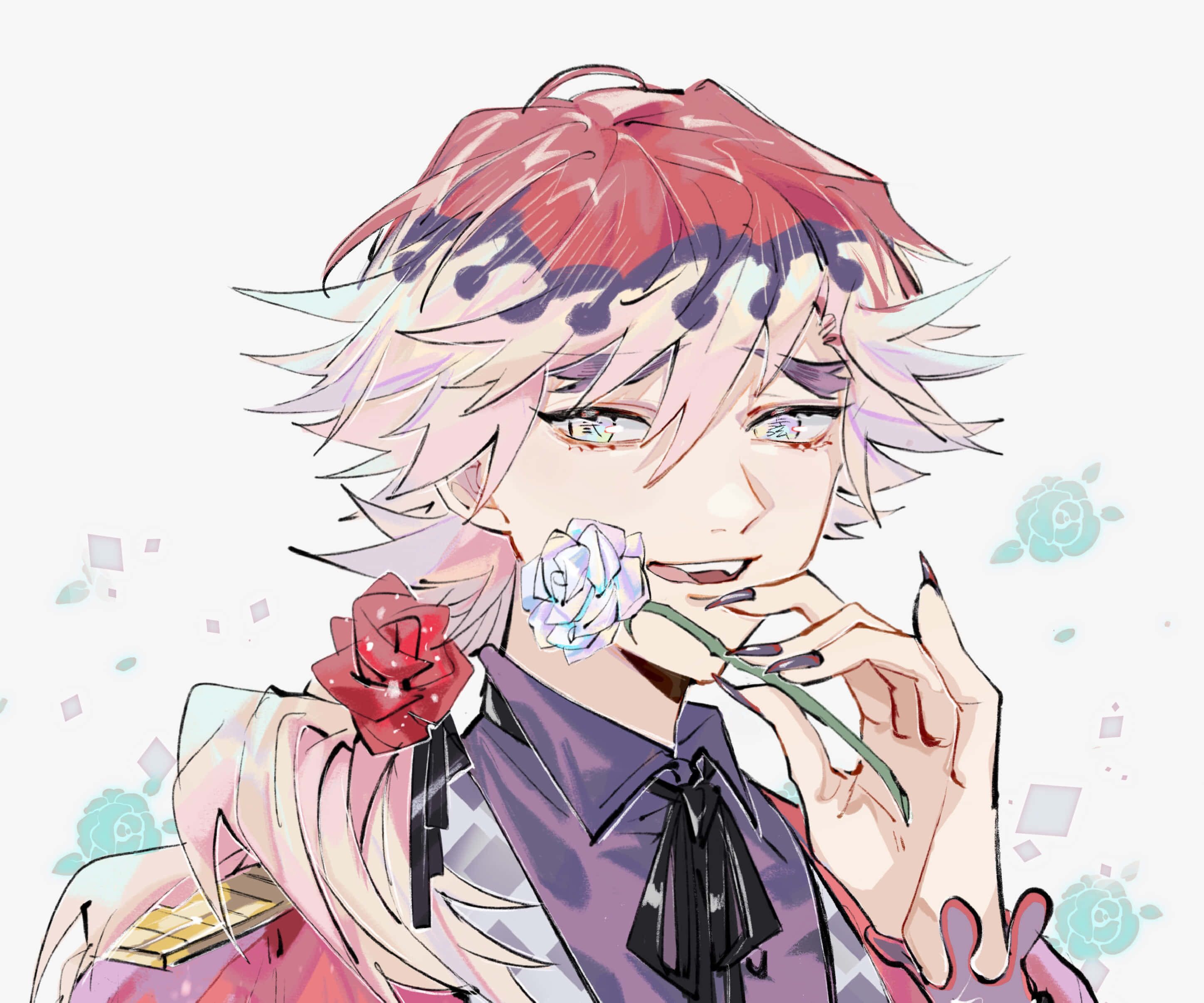 Anime Character, pink hair, purple eyes, 2K Desktop Wallpaper