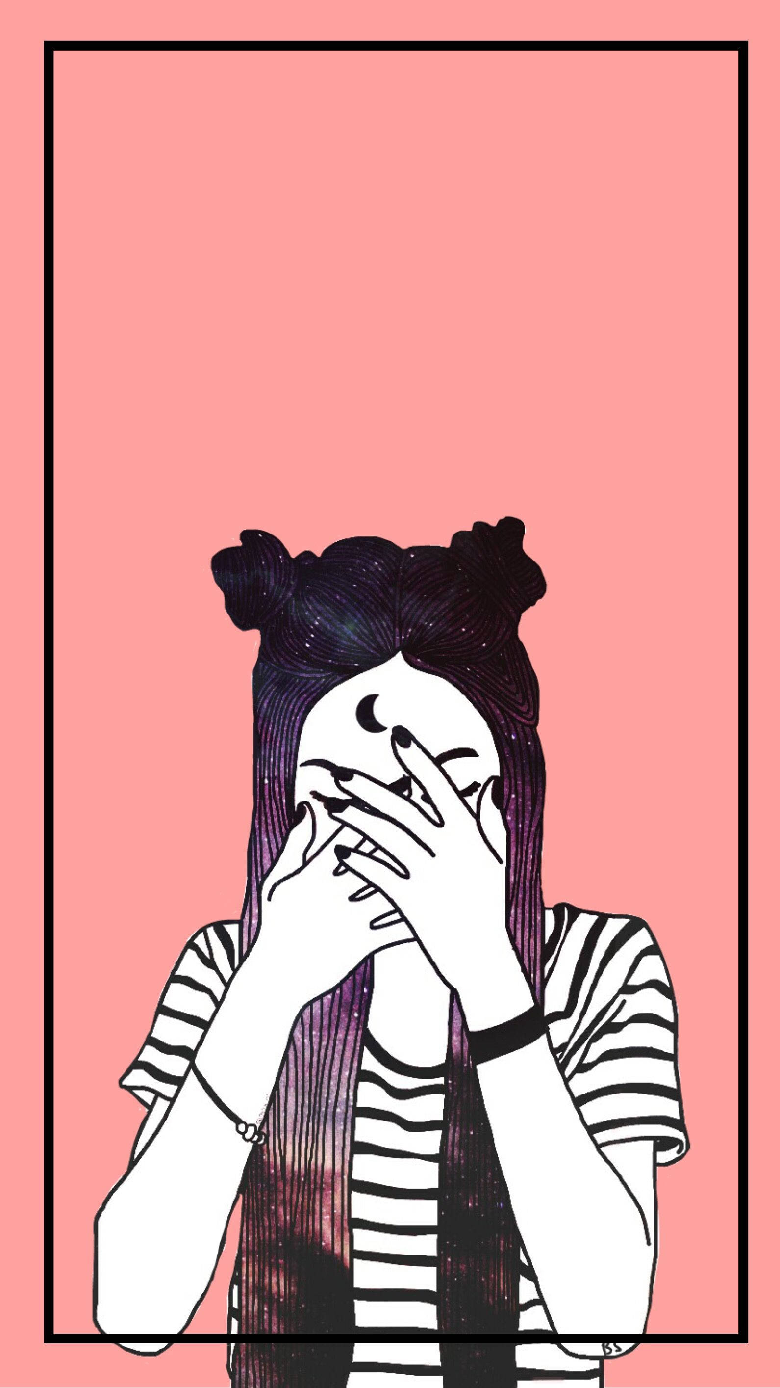 sad girl aesthetic, crying girl, crescent, 2K Phone Wallpaper