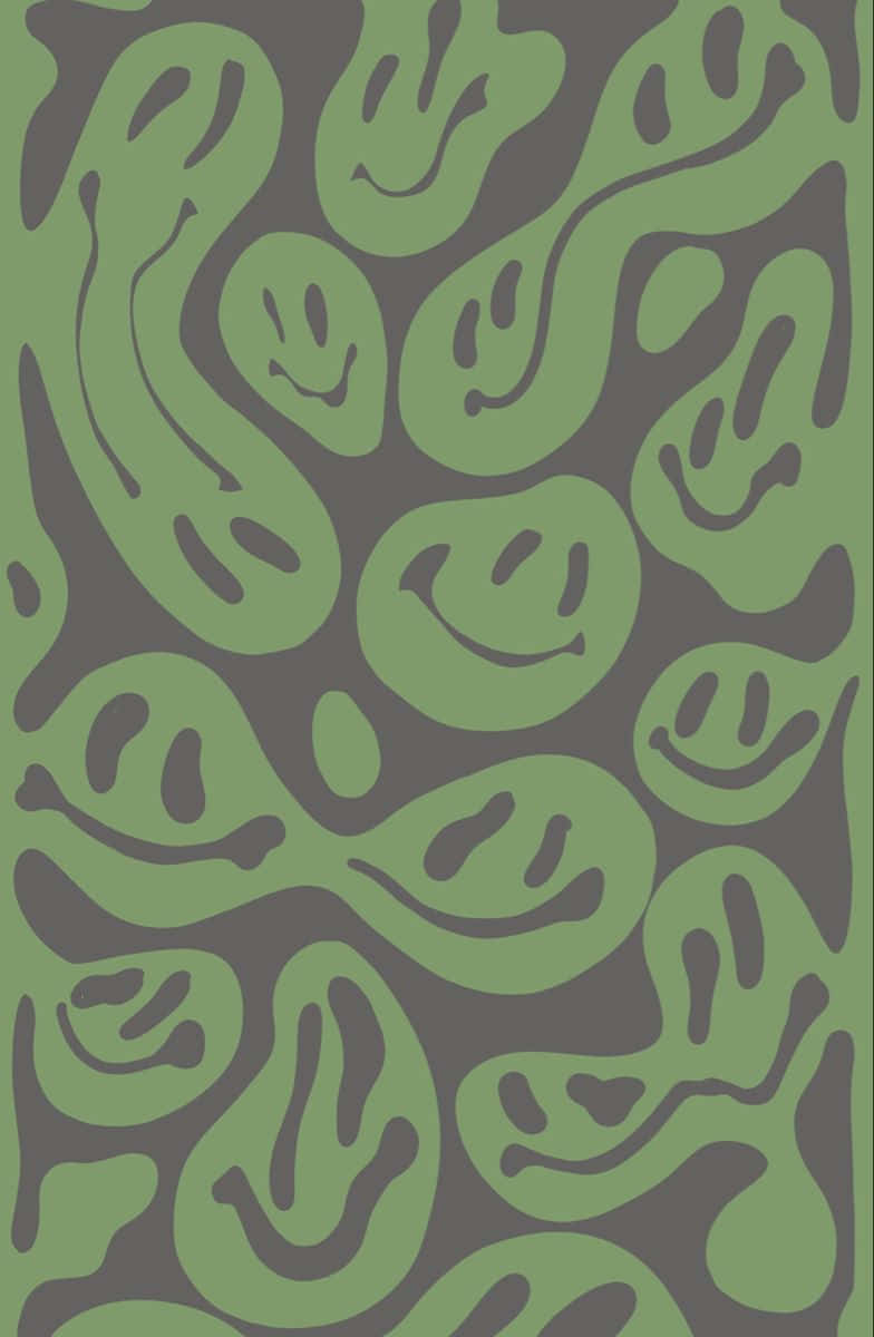 cute sage green, smiley faces, olive green, SD Phone Wallpaper