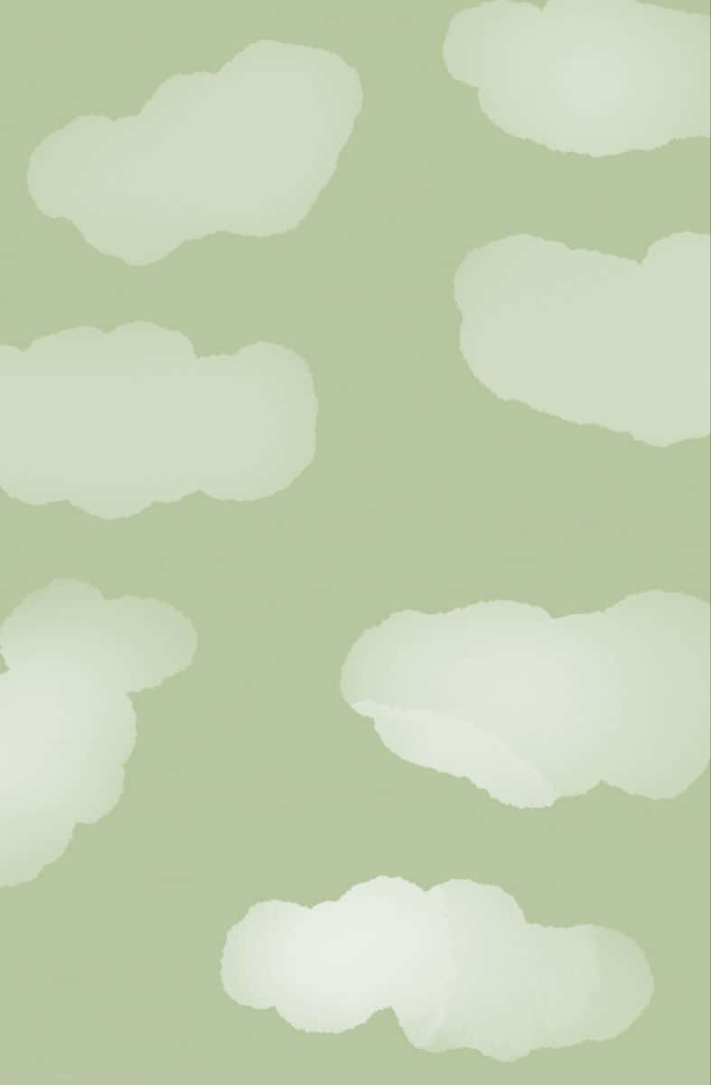 faint white clouds, muted sage green background, minimalist abstract design, SD Phone Wallpaper