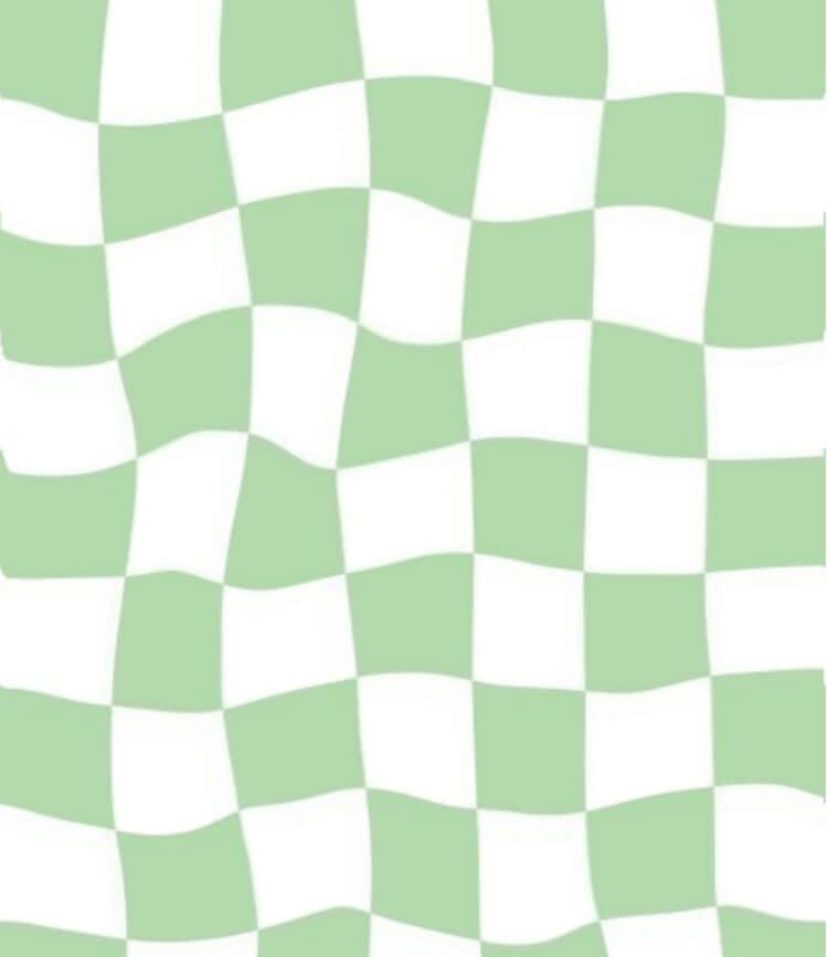 sage green, white checkered pattern, wavy mint green, SD Phone Wallpaper
