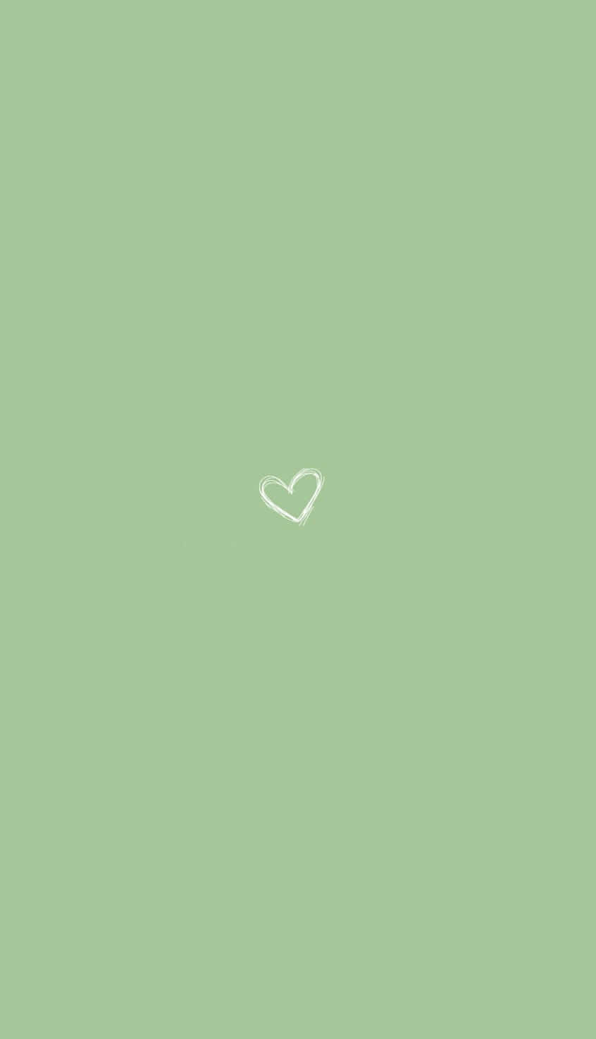 Cute Sage Green, mint green, white heart sketch, HD Phone Wallpaper