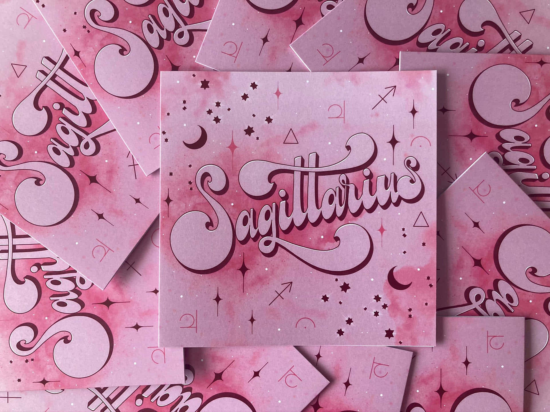 Cute Sagittarius, pink watercolor, elegant cursive Sagittarius text, Full HD Desktop Wallpaper