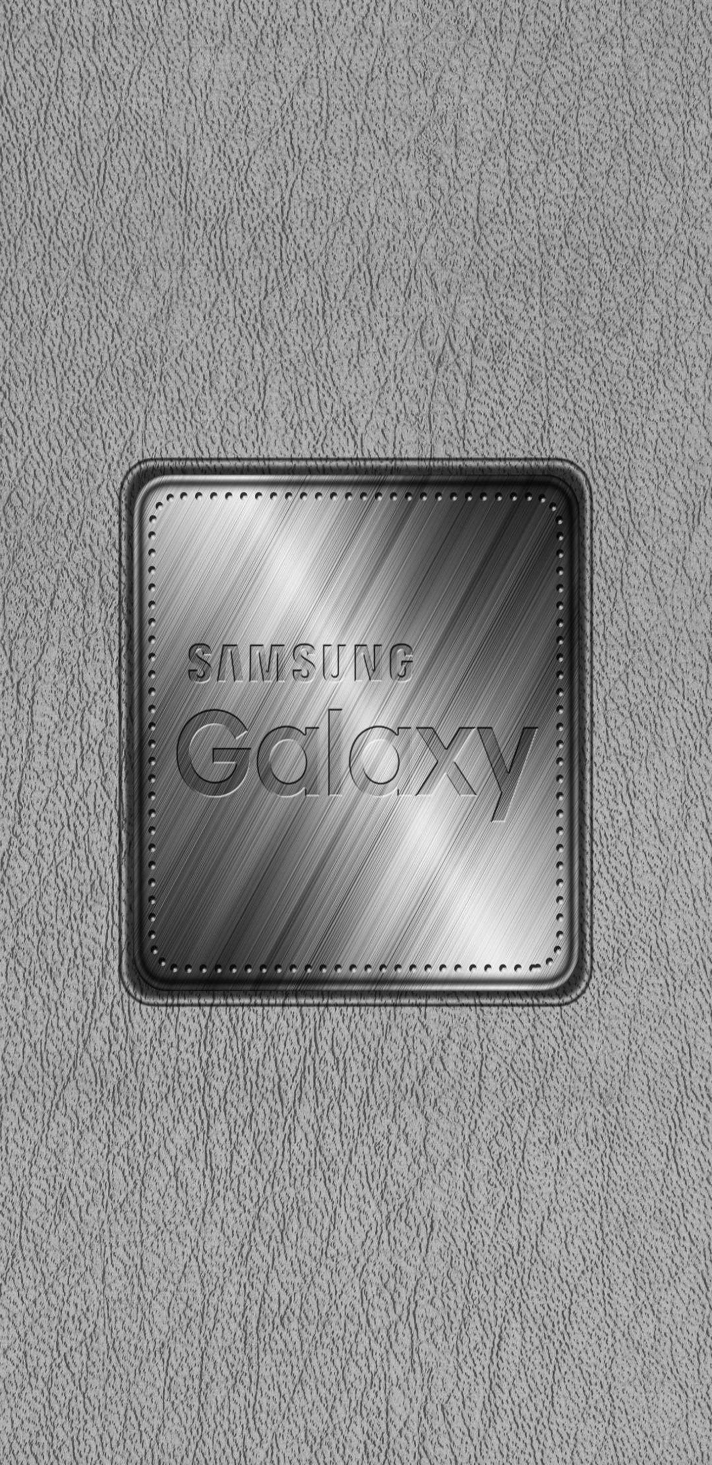 Samsung Galaxy, silver, leather texture, 2K Phone Wallpaper